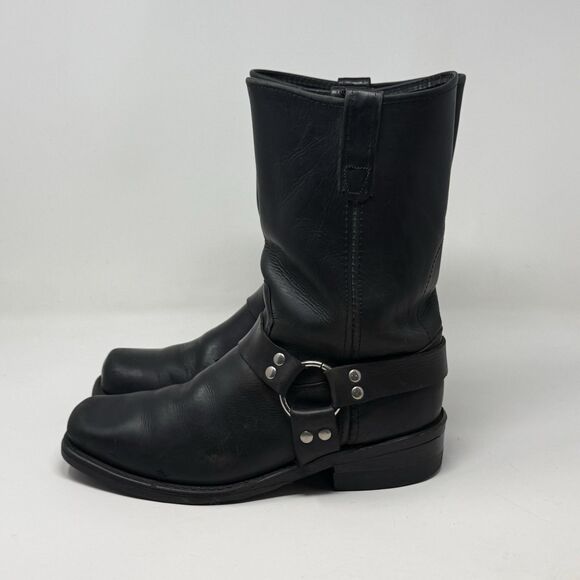 Double H Harness Boots Mens 10.5 D Black Leather Square Toe Biker Grunge USA 90s